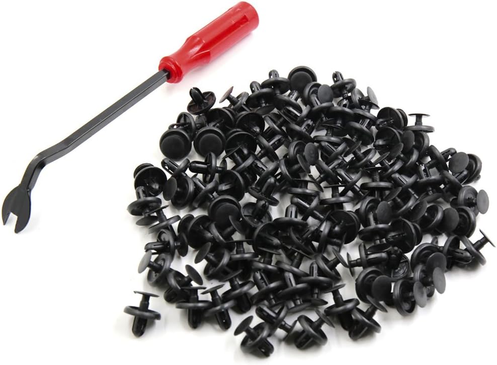 uxcell 100pcs Car Trim Panel Retainer Clips Dashboard Bumper Fender Push-type Nylon Rivet with 1 Fastener Remover for Toyota Lexus