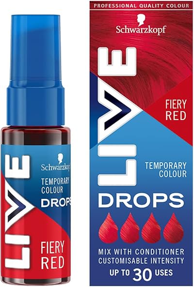 LIVE Colour Drops Fiery Red 30 ml Vegan Semi-Permanent Hair Dye Drops