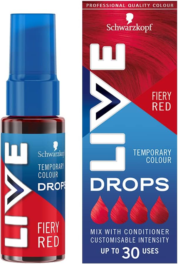LIVE Colour Drops Fiery Red 30 ml Vegan Semi-Permanent Hair Dye Drops