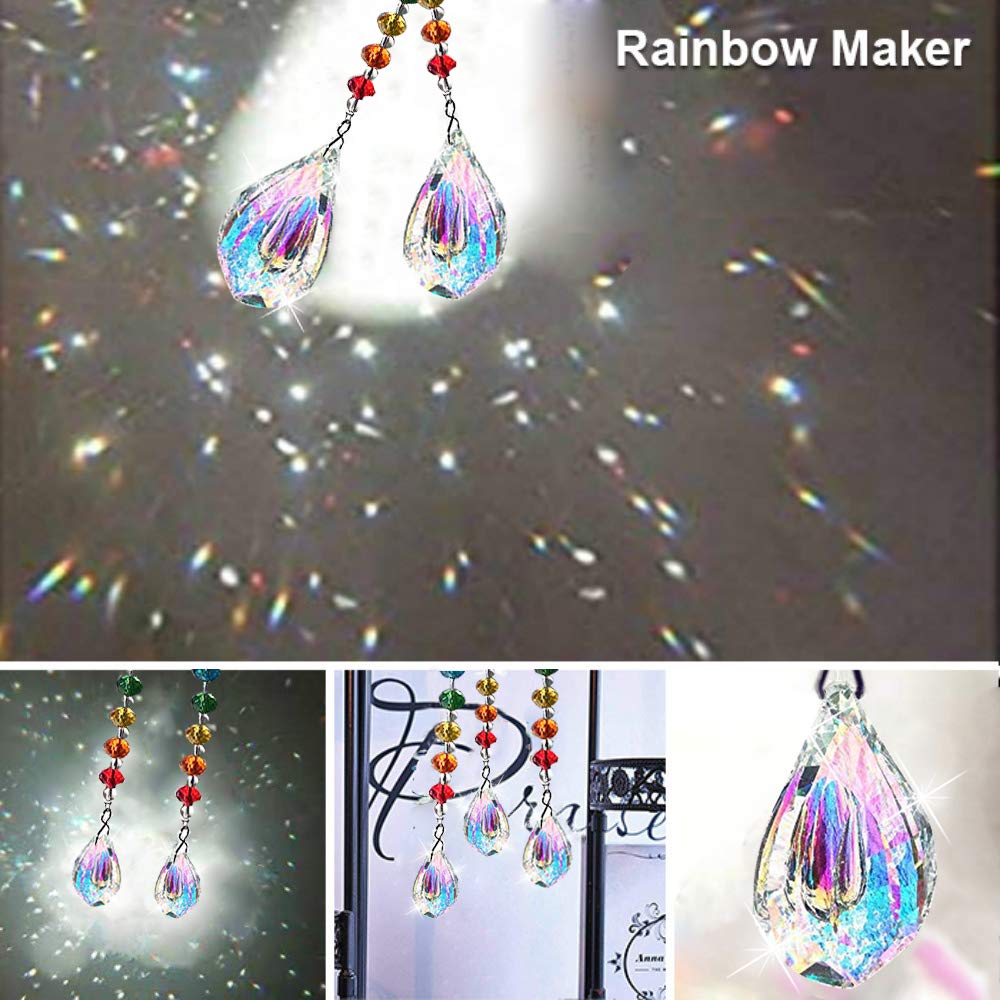 SunAngel Colorful Jewelry Crystals Pendants &Chandelier Prisms Hanging Ornament Prisms Rainbow Crystal Pendants (AB Color Pendant with Chain) - Image 5
