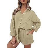 AUTOMET 2 Piece Sets For Women Lounge Wear Matching Two Piece Pajama Fashion Oversized Shirts And Shorts Spring Outfit 2026