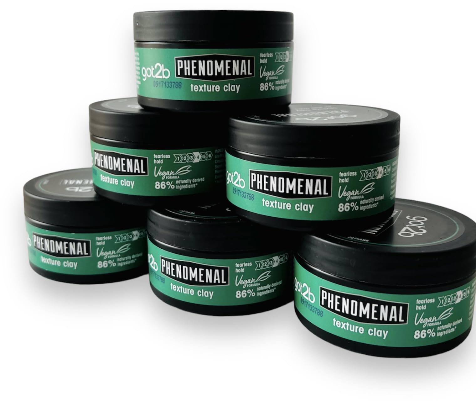 Schwarzkopf got2b Phenomenal Texturizing Hair Clay, Volumising Strong Hold, Matt Finish, No Stickiness, 100 ml - Pack of 6