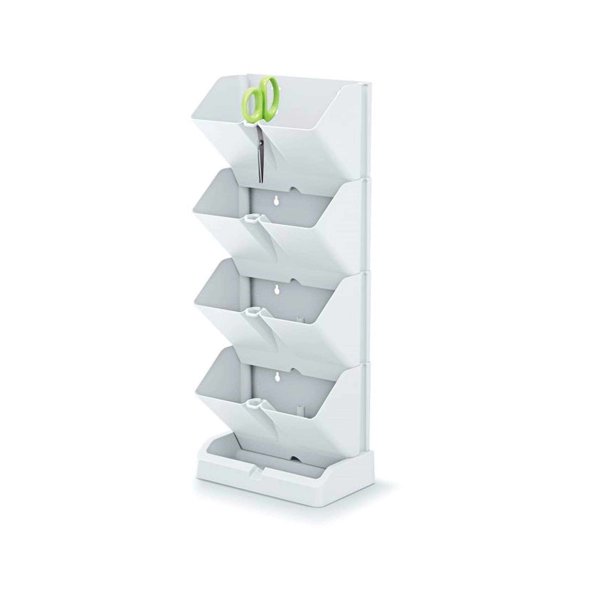PROSPERPLAST ZA1386 Vertical Mini Cascade Plastic Planter in White 19.5 (L) x 11.4 (W) x 47.5 (H) cm with Garden Scissors