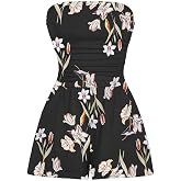 AUXDIO Women Summer Casual Strapless Romper Sleeveless Off Shoulder Short Jumpsuits 2026 Beach Vacation Clothes