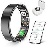 prxxhri Smart Health Ring, Featuring Stress and Sleep Monitoring Functions, Compatible with iOS and Android, Waterproof Fitness Tracker for Women & Men, No Subscription Fee. (Black, 9)