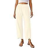 NILOUFO Womens Baggy Wide Leg Pants Casual Elastic High Waisted Palazzo Harem Trousers with Pockets Lounge Loose Comfy Pants