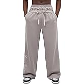 Sopula Studio Men's Baggy Sweatpants Wide Leg Sweatpants Baggy Y2K Elastic Waist Drawstring Loose Joggers with Pockets