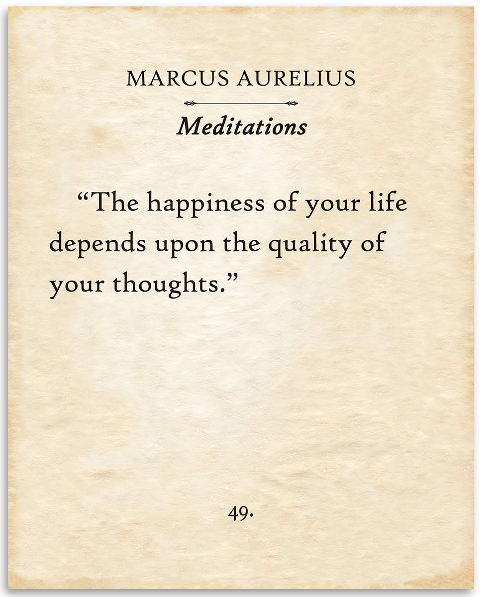 Marcus Aurelius - The Happiness Of Your Life - 11x14 Unframed Typography Book Page Print - Great Philosophical Gift for Literary Fans Under $15