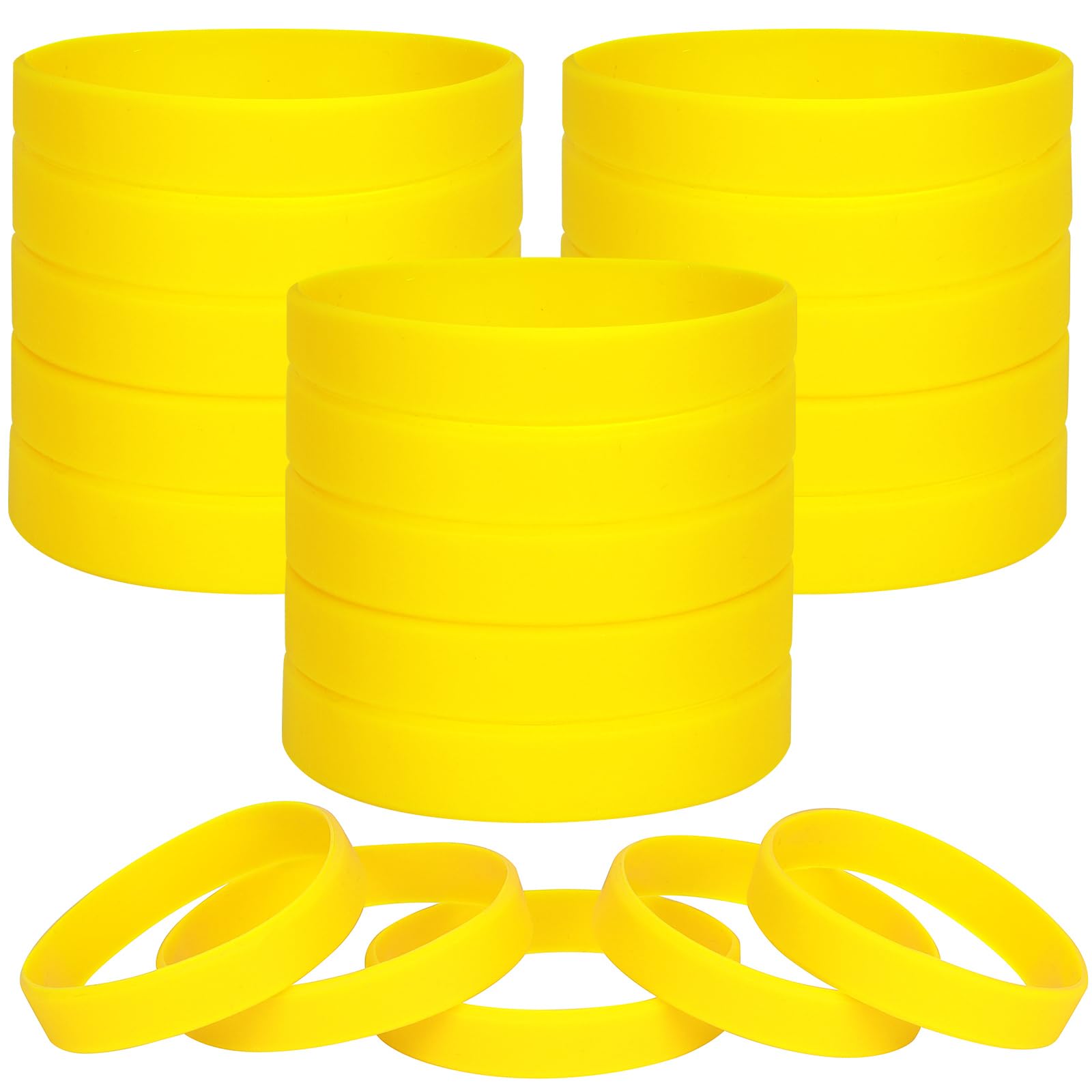 LVNRIDS 100 pcs Yellow Blank Silicone Wristbands for Kid, Sports Party Rubber Elastic Wristband Wholesale Bulk Bracelet S