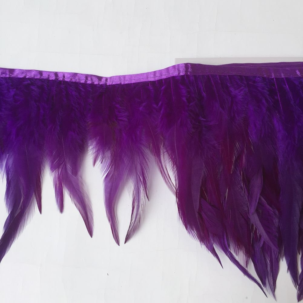 Sowder Rooster Hackle Feather Fringe Trim for Custume Dress Decoration Pack of 5 Yards(Purple)