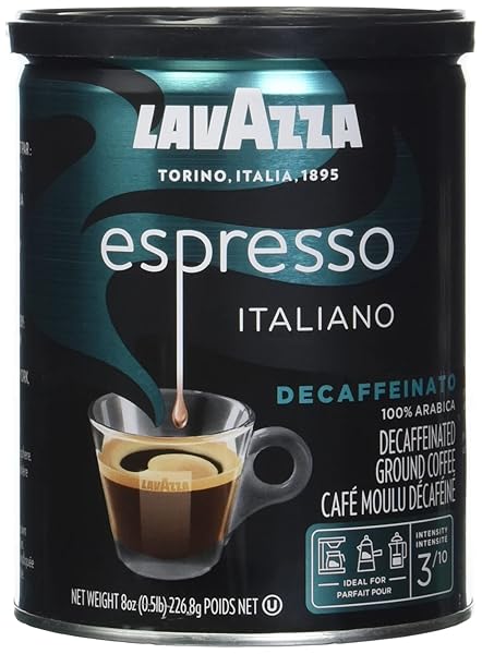 LAVAZZA ESPRESSO DECAFFEINATO GROUND COFFEE BLEND, DECAFFEINATED MEDIUM ROAST, 8-OUNCE CAN