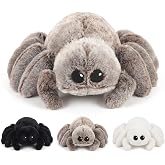 Cuddly Spider Plush Toy with Surprise - Soft Stuffed Animal Mommy Spider with 3 Baby Spiders in Zipper Tummy, Set for Kids, Fun Interactive Plushie for Ages 3-8(Brown)