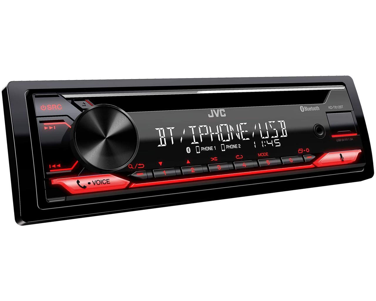 JVC KD-T812BT CD receiver with Bluetooth Hands- Calling and Wireless Music Streaming, Black