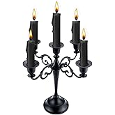Viscacha 5-Arm Black Metal Candelabra Halloween Taper Holder Decor | Halloween Table Centerpiece,Black Metal Candelabra Centerpiece for Formal Events, Wedding, Church, Holiday Décor