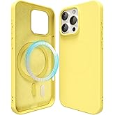 oakxco Silicone Case for iPhone 16 Pro Max Case Magnetic, Compatible with Magsafe Wireless Charging, Slim Thin Soft Rubber Gel, Girly Cute Aesthetic Trendy Hard Shell Mag Safe Cover for Women, Yellow