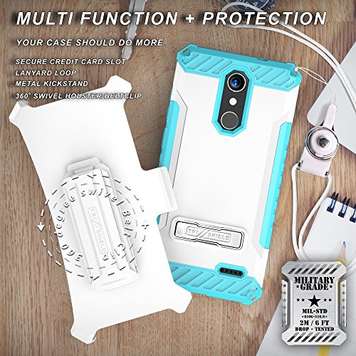 ZTE Grand X4, ZTE Blade Spark Case, Trishield Durable RuggedPhone Cover With Holster Detachable Lanyard Loop And Built in Kickstand Card Slot - Parasailing - Thumbnail 5