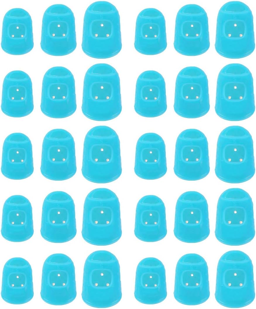 Timiy Silicone Guitar Finger Protectors Blue 3 Sizes, 30-Pack