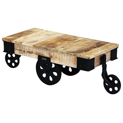 Amazon Com Festnight Wood Coffee Side Table With Wheels Sofa And
