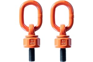 Kivomot Heavy Duty M16 G80 Swivel Hoist Ring - 360° Rotation, 1.5 Ton Capacity, High Strength Alloy Steel, Industrial Lifting Hook - 2 Pack