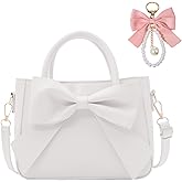PKRFCJ White Crossbody Bags for Women with Adjustable Shoulder Straps White Crossbody Purse, Cute Handbags Suitable for Women and Girls to go to School, Work, Travel (With Bow Keychain * 1)