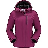 CAMEL CROWN Women's Waterproof Ski Jacket Windproof Hooded Winter Coat Warm Inner Jacket Outdoor Hiking