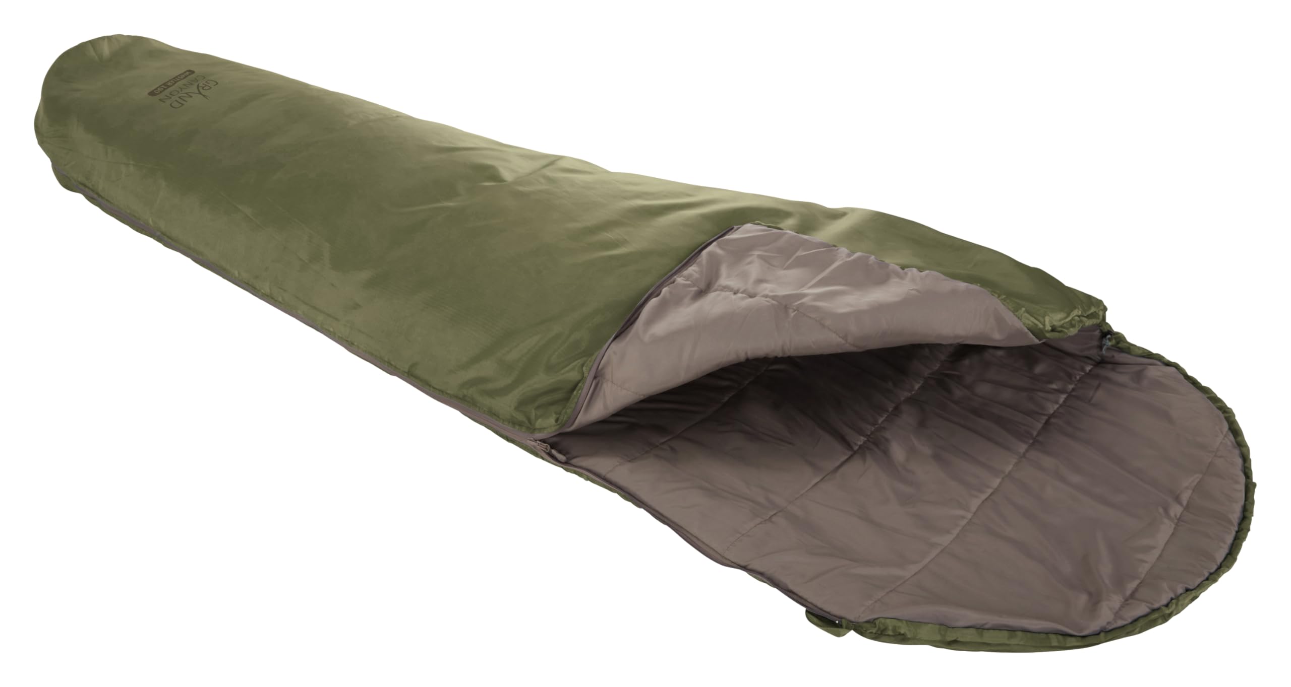 Grand Canyon WHISTLER 190 Mummy sleeping bag with flat hood and all-round zip - Premium sleeping bag for outdoor camping - Limit 13° - Capulet Olive