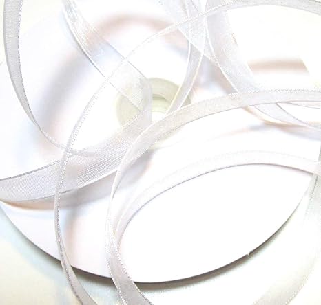 SCHLEIFENBAND Organza 50m x 10mm weiß weiss Organzaband Geschenkband DEKOBAND Hochzeit Antennenband MADE IN GERMANY