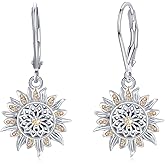 Sunflower Leverback Earrings S925 Sterling Silver Earrings You Are My Sunshine Dangle Earring Jewelry for Women