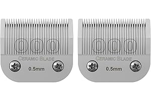 DODAER 000 Detachable Replacement Ceramic Blades Set,Cut Length 1/50-Inch（0.5MM）,compatible with Andis/oster Classic 76/Star-Teq/Power-Teq/A5 Clipper (2 Pack)