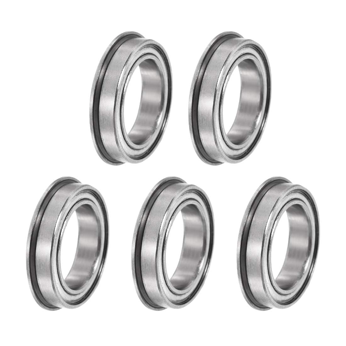 sourcing map F6701ZZ Flanged Ball Bearing 12mmx18mmx4mm Double Metal Shielded (GCr15) Chrome Steel Bearings 5pcs