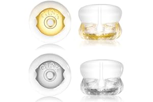 DSOMHZ Earring Backs,18K Gold Silicone Earring Backs for Studs/Droopy Ears,Locking Secure Earring Backs for Heavy Earring,No-Irritate Hypoallergenice Soft Clear Earring Backs for Adults&Kids