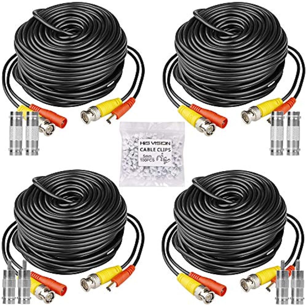 4 Surveillance Camera Cables Pack 100ft BNC Video Power Security Wire Cord 8pcs 611517081736 eBay