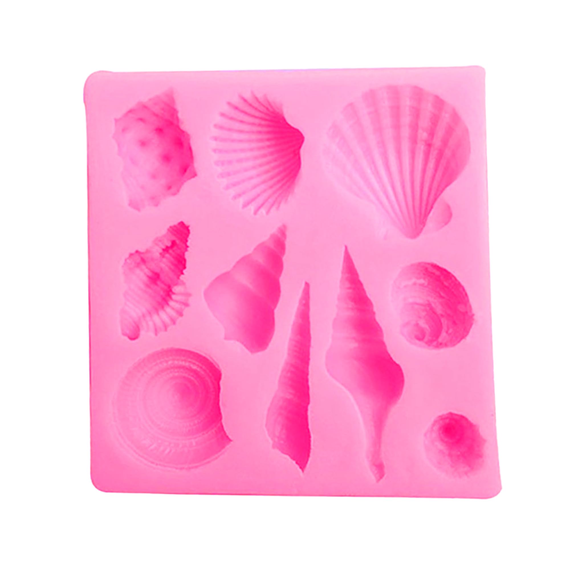 JJOnlineStore - UK 3D Rose Block Design Shape Silicone Fondant Mold Cakes Biscuits Jelly Ice Desserts Muffin DIY Decorating Chocolate Moulds Baking Bakeware Tray Set (Pink Sea Shells),51285
