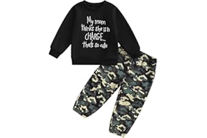 wdehow Toddler Kids Baby Boy Fall Outfits 1T 2T 3T 4T 5T Letter Print Long Sleeve Tops Camouflage Pants Winter Clothes Sets
