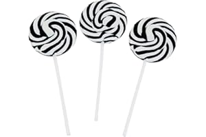 RBBZ PARTY BLACK SWIRL LOLLIPOPS - 24 SUCKERS INDIVIDUALLY WRAPPED - 2 INCH POPS