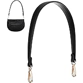 ElevateTech Black Leather Purse Strap Handle, Leather Replacement Straps for Handbags Shoulder Crossbody Purse Straps Replacement 18 Inch Shoulder Strap for Bags Purses DIY Making with Swivel Lobster