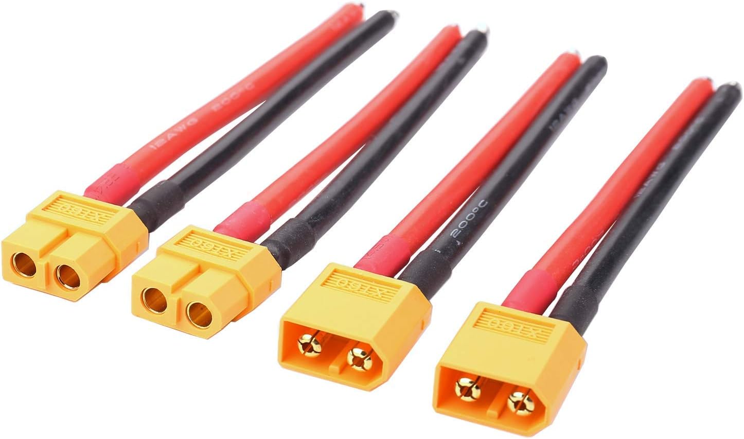 GTIWUNG 2 Pair XT60 Male Female Connectors with 12AWG Silicone Wire 10cm - Image 4