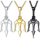 Hisatan Poseidon Trident Pendant Stainless Steel Ancient Greece Amulet Necklace for Men, Gift for Sailor