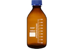 XCD 1000ml Amber Glass Reagent Bottle with GL45 Cap – UV Protection & Airtight Seal, Graduated Brown Lab Bottle for Light-Sen