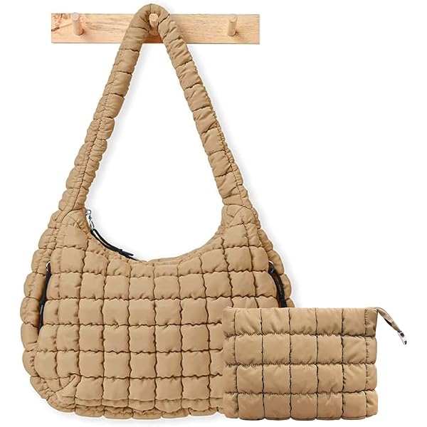 Bolso Hobo Acolchado Para Mujer - Grande, Ligero, Correa Larga Cruzada, Material Suave Resistente Al Agua