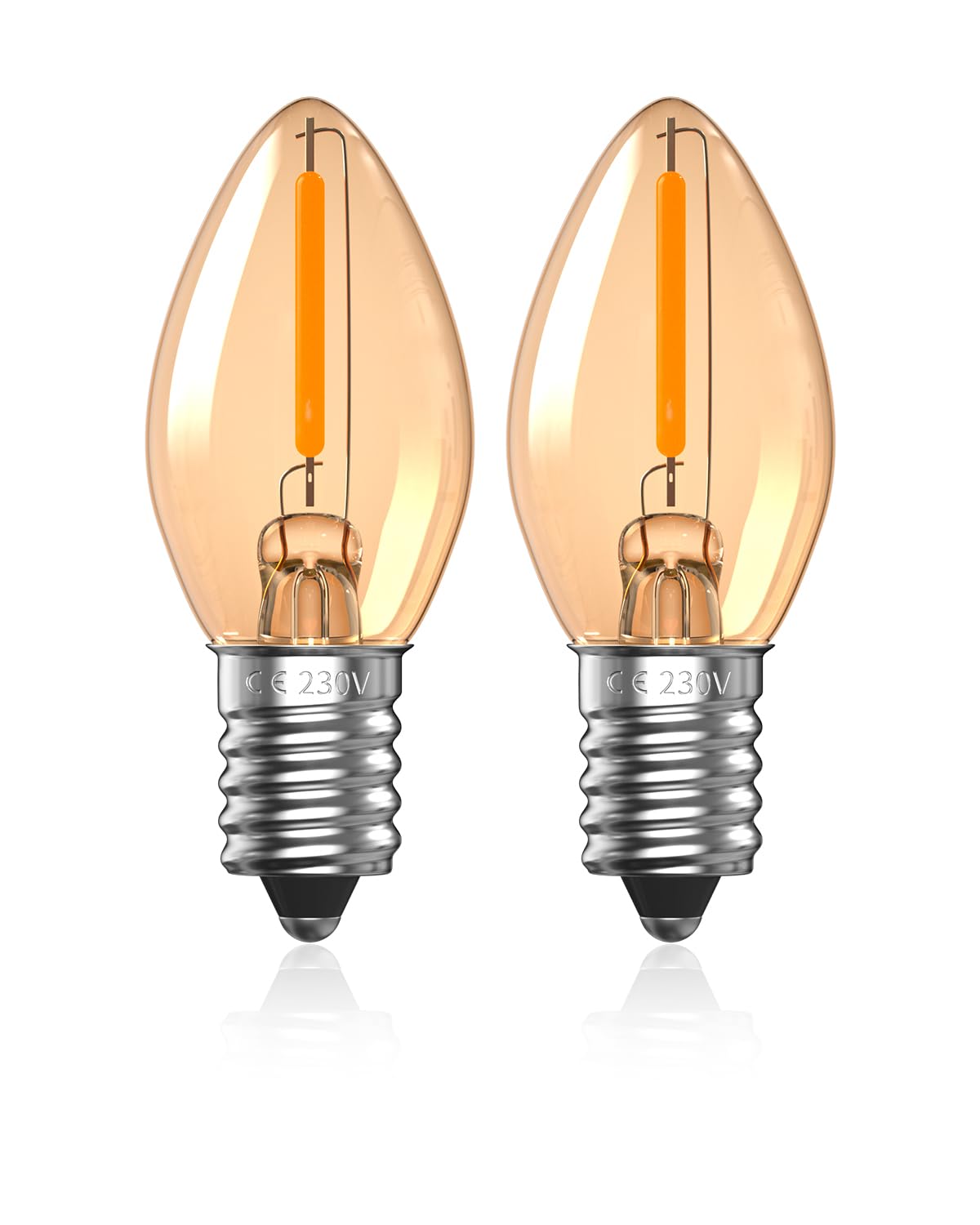 Luxvista 0.5W E14 LED Light Bulbs, C7 Night Light Bulb, 2200K Amber Warm White LED Salt Lamp Bulbs, SES Vintage Small Screw Edison Bulb, Mini E14 Candle Light Bulbs- 2Pack