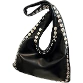 MakeMeChic Women's Faux Leather Punk Y2K Rivet Studded Shoulder Bag Handbag | Underarm Purses, Punk Outfit
