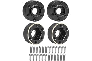NXUEBDU 4Pcs Brass Weights 1.9 2.2 Inches Beadlock Wheels 12mm Hex Wheel Hub Widen Adapters for SCX10 TRX4 1/10 RC Crawler Upgrades (Black, 9mm)