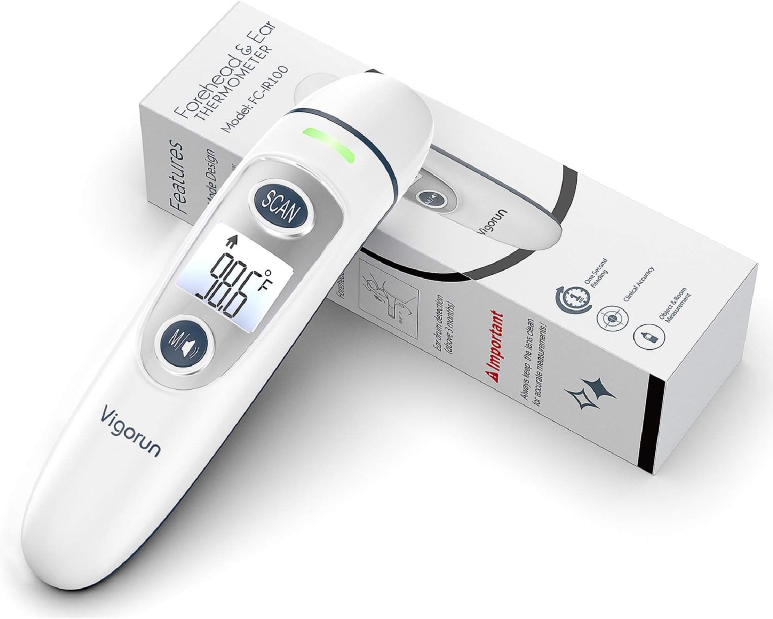 Thermometer for Adults Forehead, Vigorun 5-in-1 Infrared Digital Fever Ear Thermometer with New Algorithm for Best Accuracy, Instant Reading for Kids Infant Baby