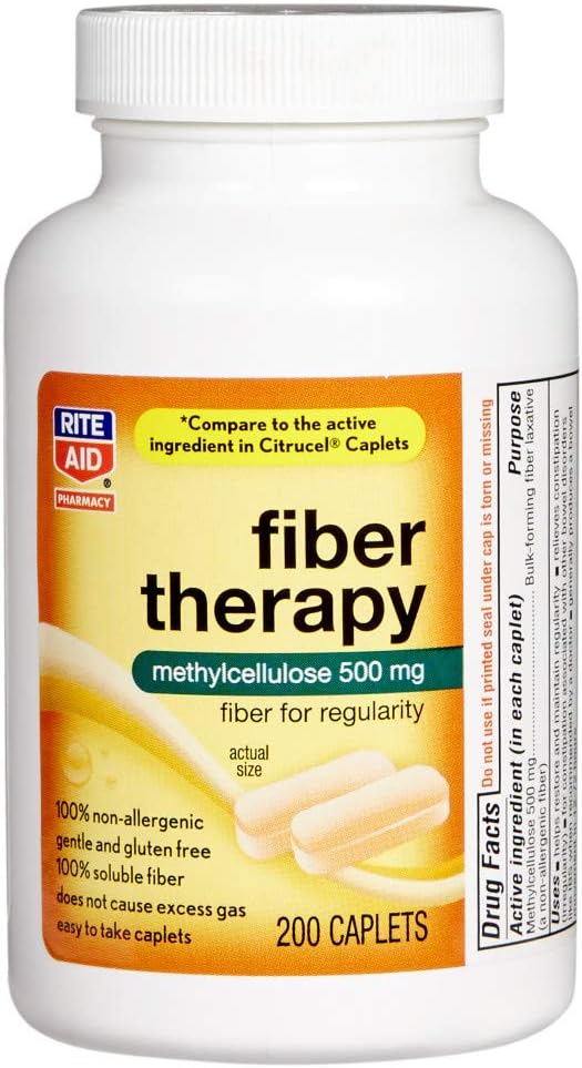 Rite Aid Soluble Fiber Supplement - 200 Caplets | Laxatives for Constipation