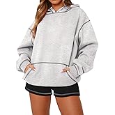INFITTY Womens Hoodies Long Sleeve Tops Fleece Sweatshirts Fall Fashion 2025 Pullover Sweaters With Pocket Winter Clothes
