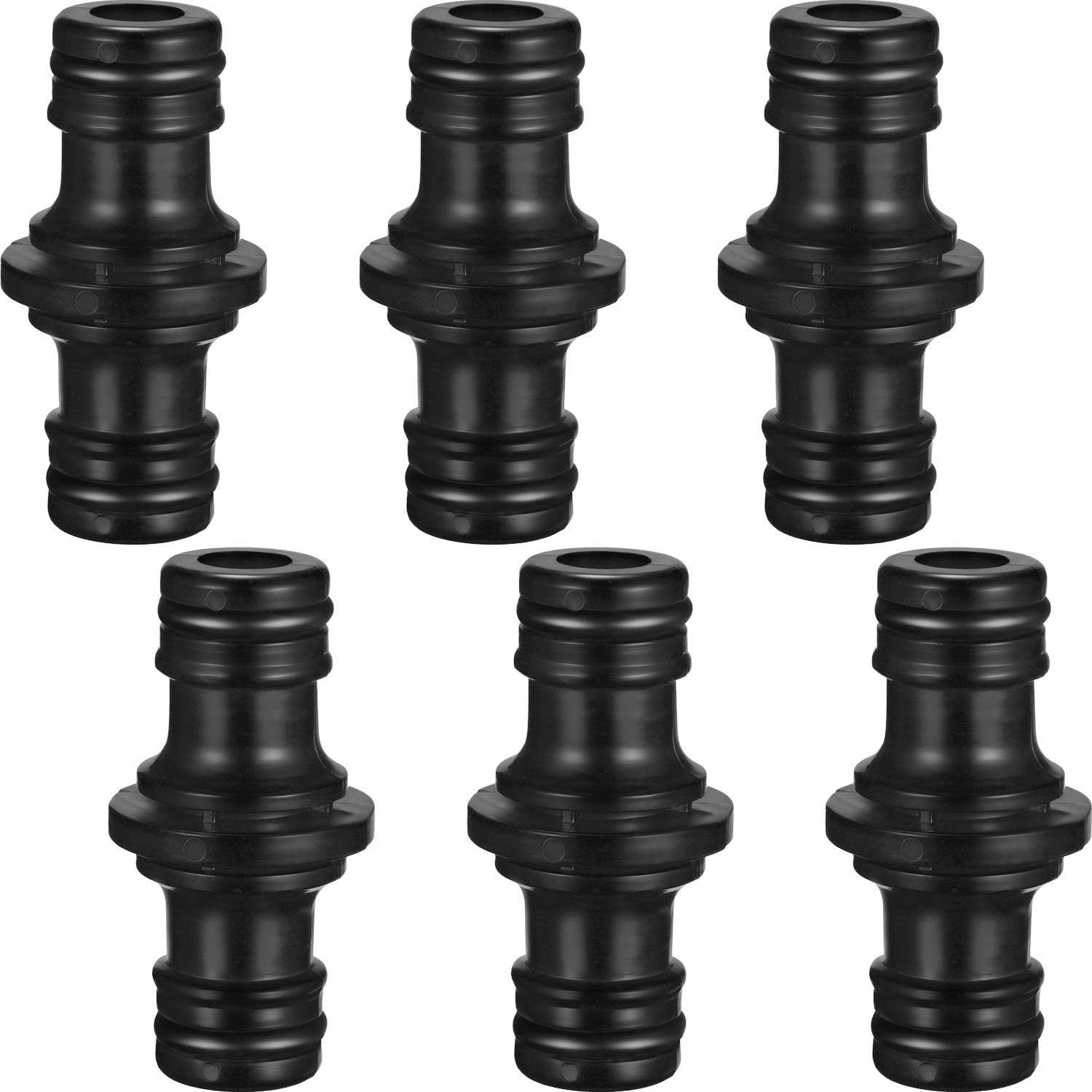 6 Pack Double Male Hose Connectors Extender for Join Garden Hose Pipe Tube (Black) BigaMart