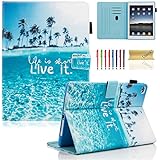 iPad 9.7 inch 2018 2017 Case/iPad Air Case/iPad Air 2 Case, Dteck PU Leather Folio Smart Cover with Auto Sleep Wake Stand Wallet Case for Apple iPad 6th / 5th Gen,iPad Air 1/2, Beach Live it