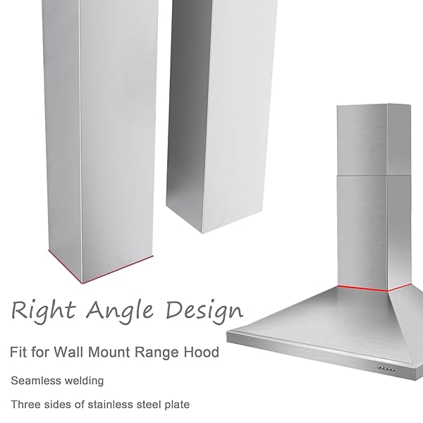 STAINLESS STEEL CHIMNEY EXTENSION FOR RANGE HOOD COVER WALL-MOUNT STYLE (SILVER) ADJUSTABLE VENT EXTENDER CEILING DUCT RETRACTABLE 31.5 INCH ~63″