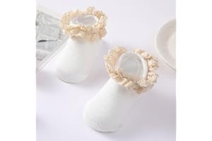 Baby Girls Ruffle Soft Ankle Length Frilly Cotton Princess Socks For Newborn Infant And Toddlers Crew Socks Gift 0-2Y